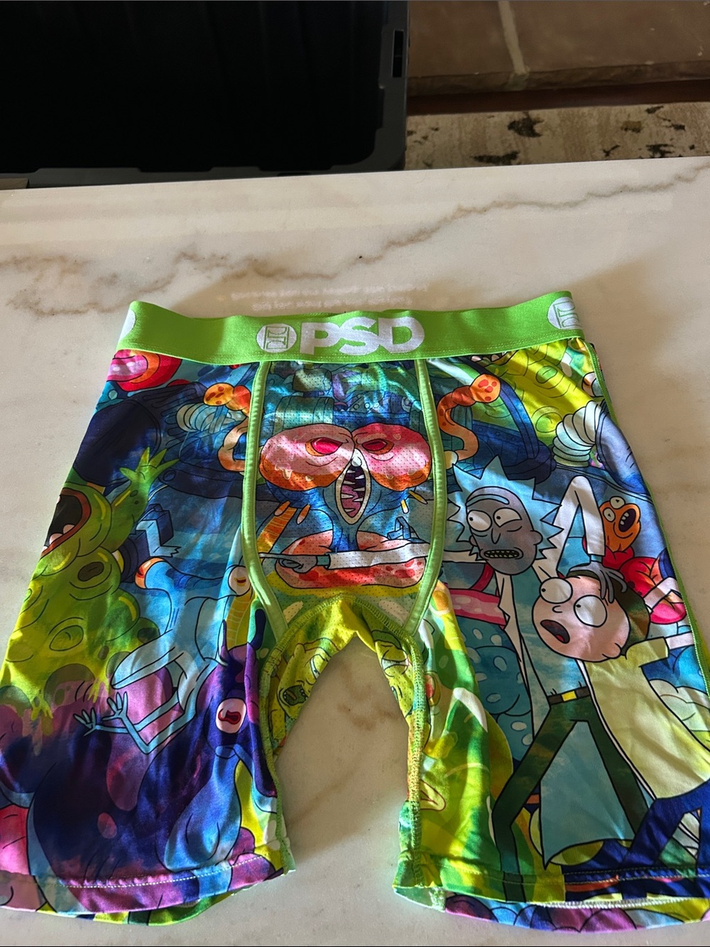 PSD Men Neon Green Waistband Rick and Morty Multicolor Boxer Briefs